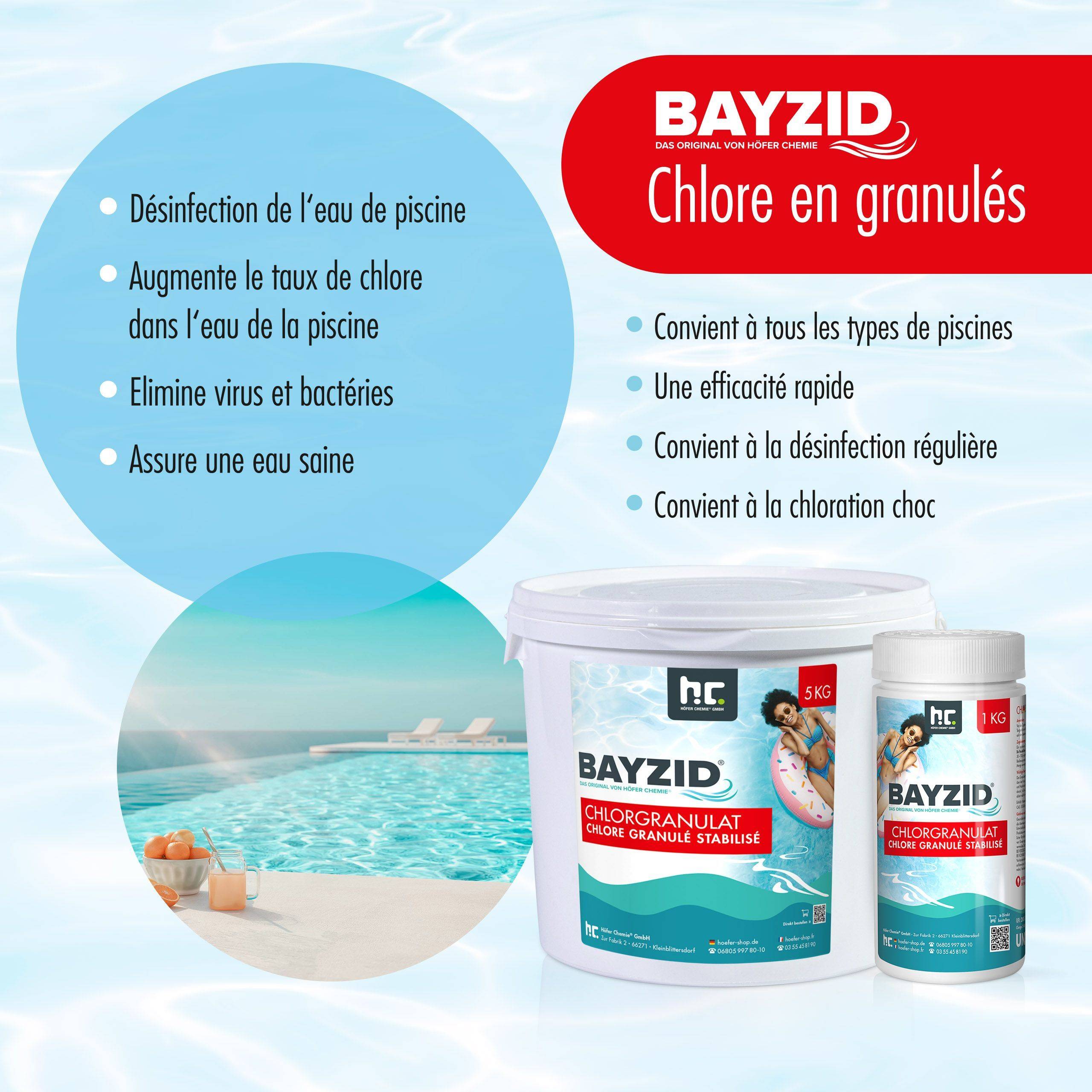 Granulé de chlore choc stabilisé Bayzid® en sceaux de 1 KG x 1 - Image 2