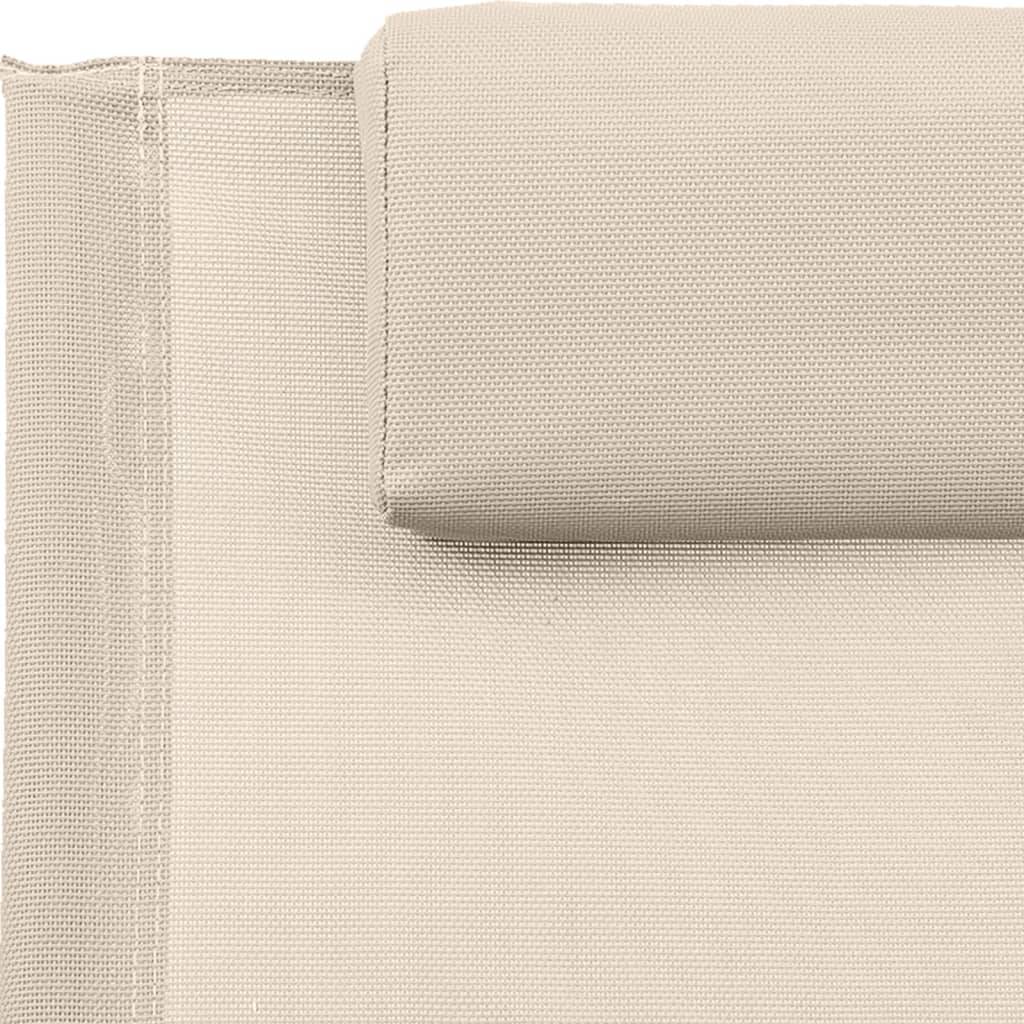 Helloshop26 - Transat chaise longue bain de soleil lit de jardin terrasse meuble d'extérieur 105,5 cm avec oreiller acier et textilène crème - Imagen 5