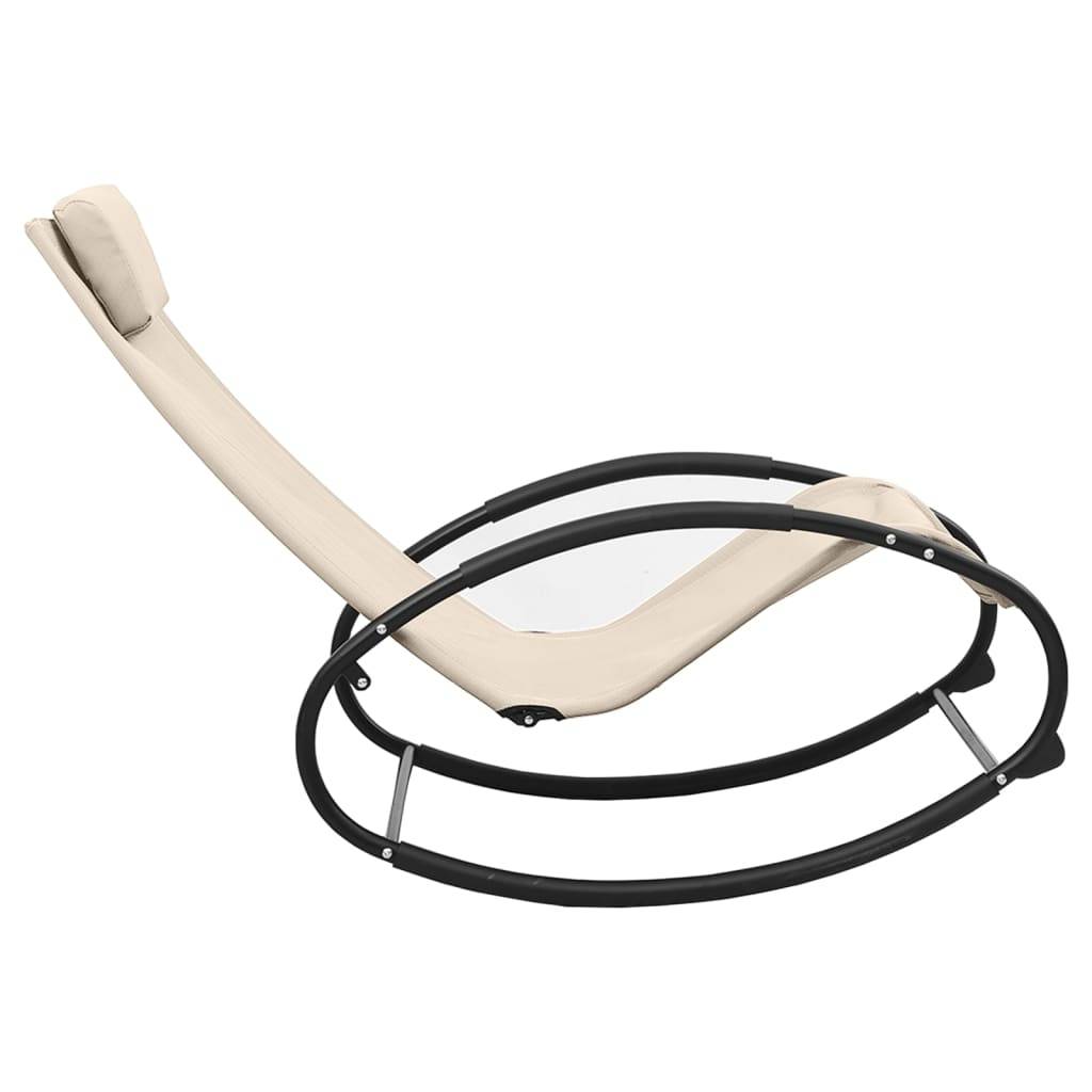 Helloshop26 - Transat chaise longue bain de soleil lit de jardin terrasse meuble d'extérieur 105,5 cm avec oreiller acier et textilène crème - Imagen 3