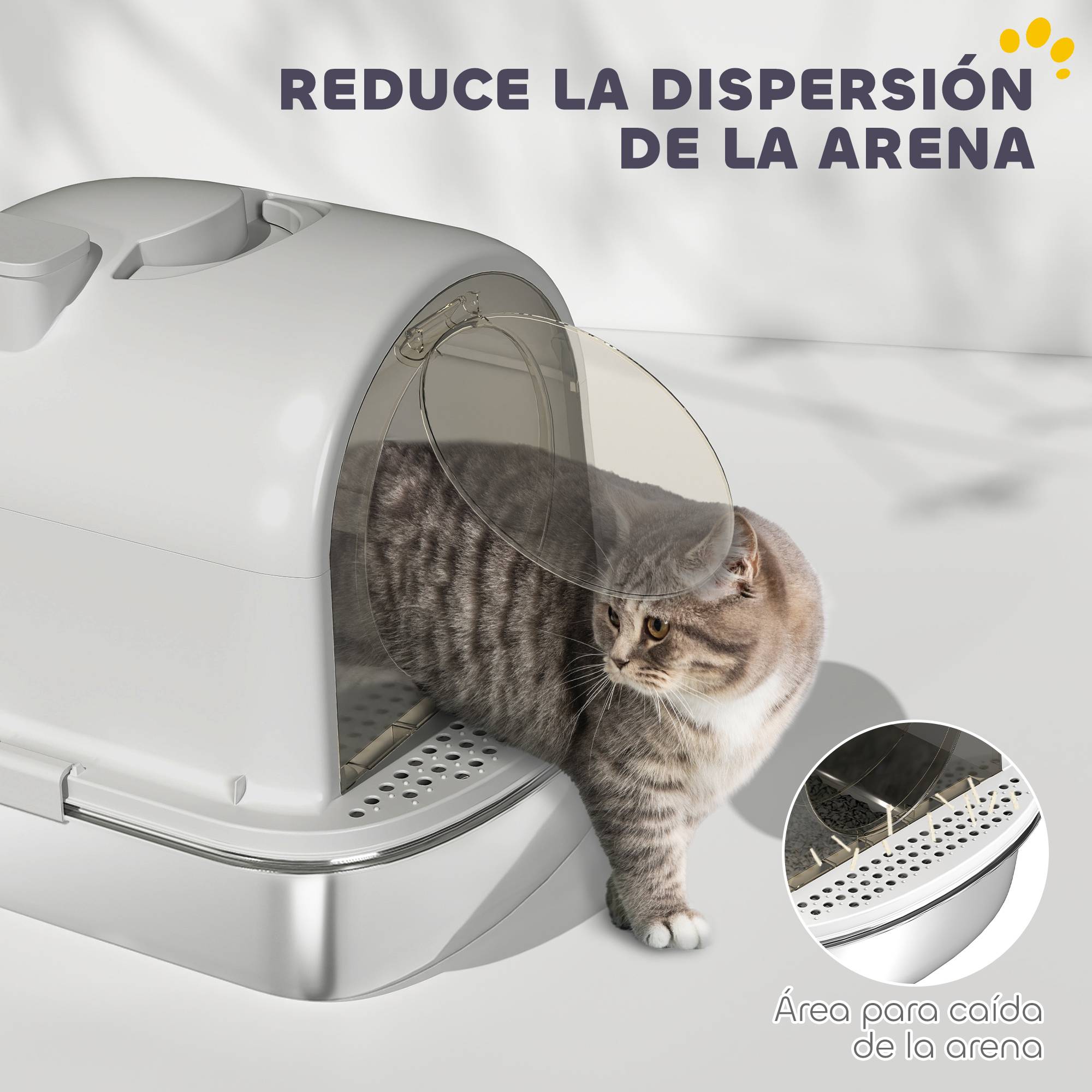 Litière chat acier inoxydable couverte sac désodorisant pelle facile nettoyer 52,4x41,3x39,9 cm gris - Image 7