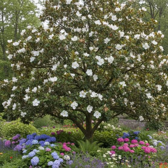 Magnolia à grandes fleurs Treyvei, Magnolia persistant à fleurs Blanche - feuillage Persistant - Pot de 4L - 40/60 cm- hauteur à maturité De 5,00 m à - Image 3