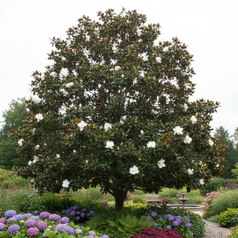 Magnolia à grandes fleurs Treyvei, Magnolia persistant à fleurs Blanche - feuillage Persistant - Pot de 4L - 40/60 cm-  hauteur à maturité De 5,00 m à - Image 4