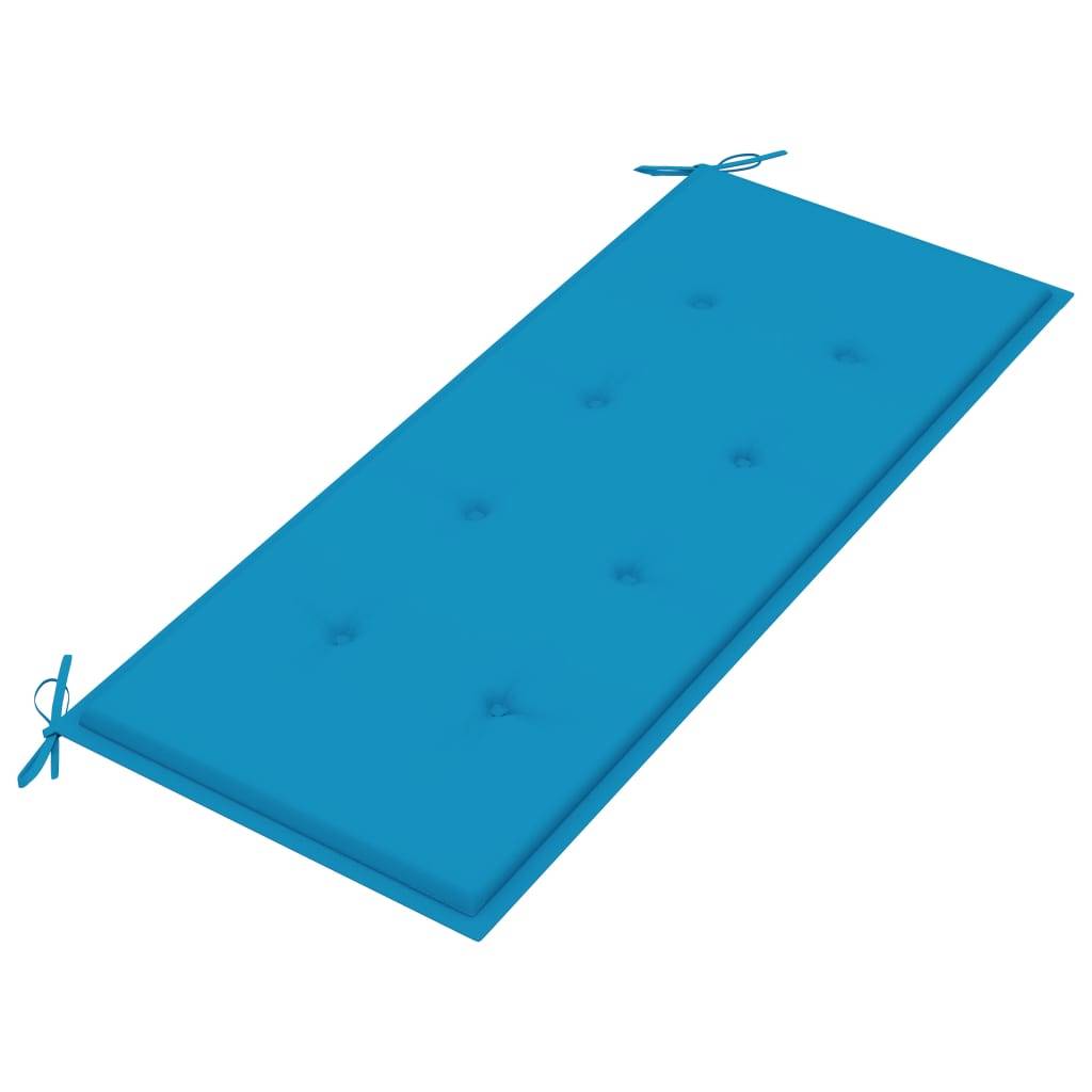 Helloshop26 - Banc de jardin meuble de patio d'extérieur terrasse empilable et coussin bleu 128,5 x 57,5 x 90 cm bois de teck massif - Imagen 5