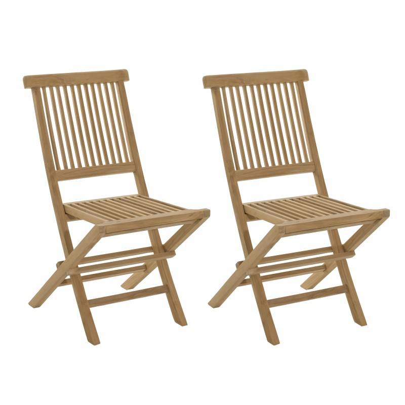 Macabane - FUN - Ensemble de 2 chaises de jardin Java en bois Teck - Imagen 1