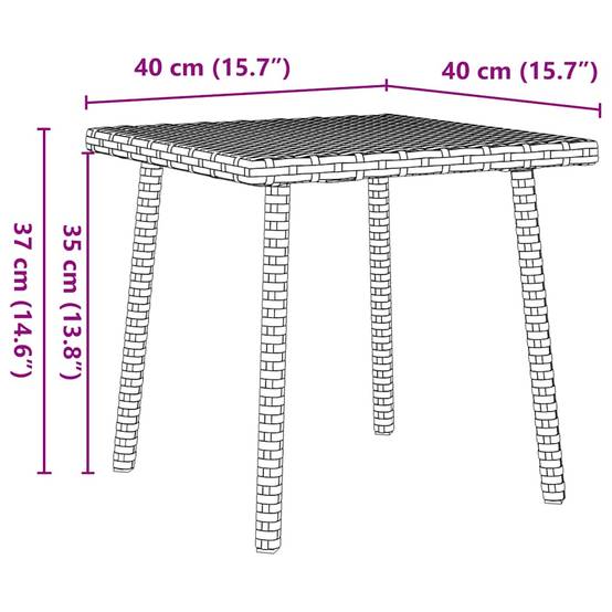 Table basse de jardin rectangulaire rotin gris 40 x 40 x 37 cm - PANGIVO - Image 8
