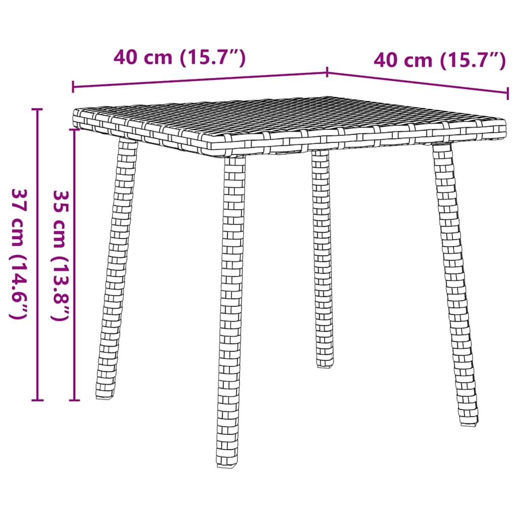 Table basse de jardin rectangulaire rotin gris 40 x 40 x 37 cm - PANGIVO - Image 8