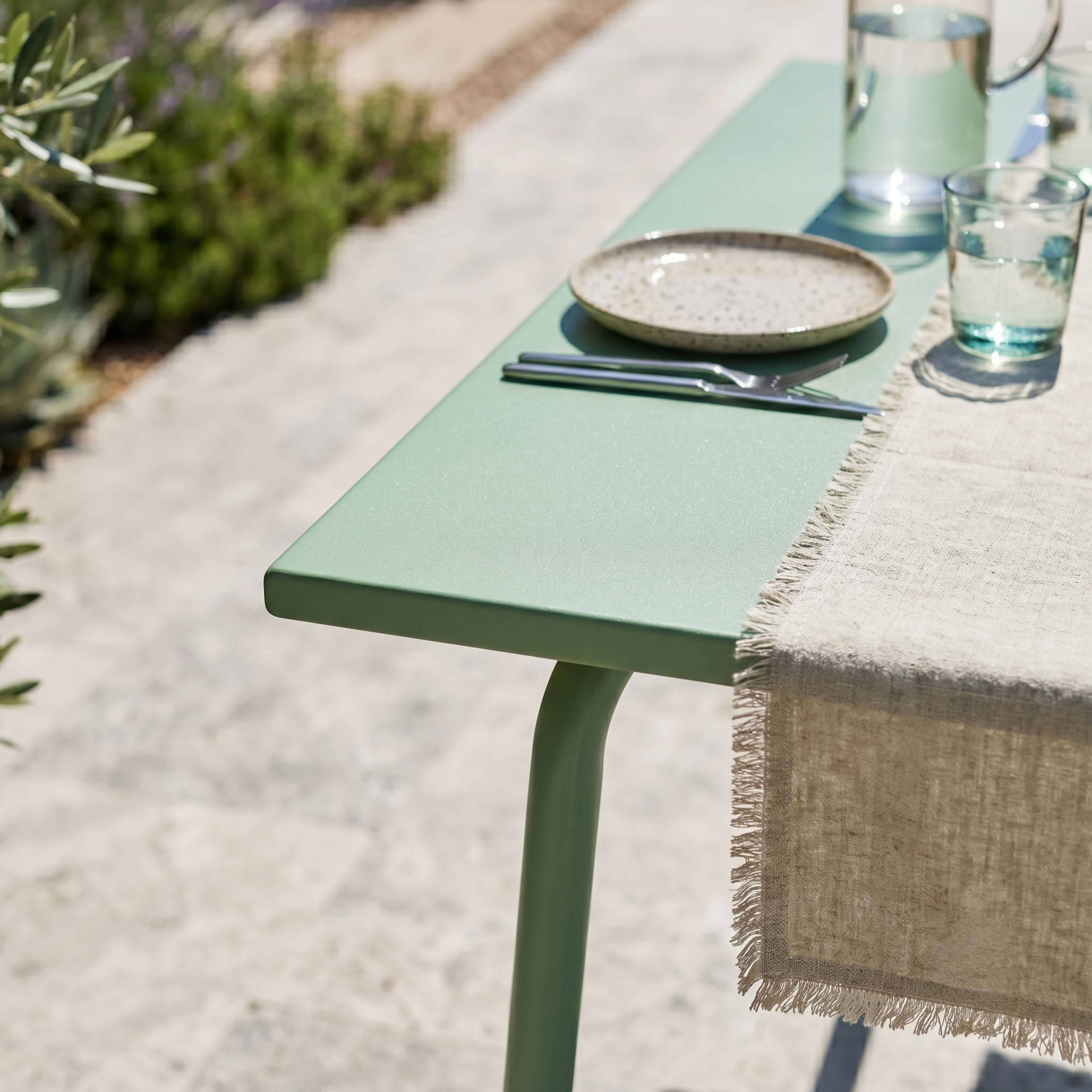 Oviala - Table de jardin en acier 120 x 70 cm vert sauge Palavas - Oviala - Imagen 3