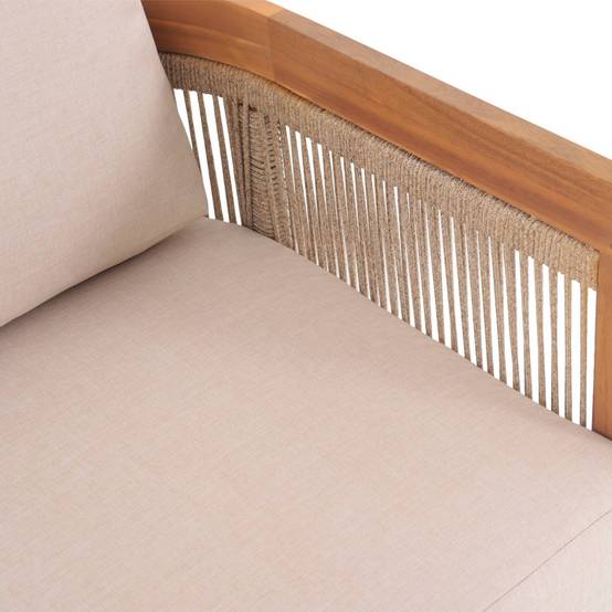 Salon de jardin bois d'acacia et cordes 4 places beige - Maui | sweeek - Image 3