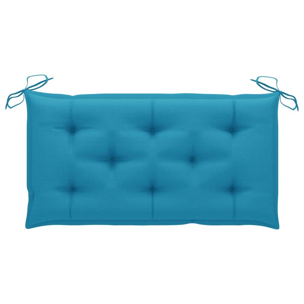 Helloshop26 - Banc de jardin meuble de patio d'extérieur terrasse avec coussin 112 x 55 x 94 cm bleu clair 112 cm bois de teck - Imagen 6