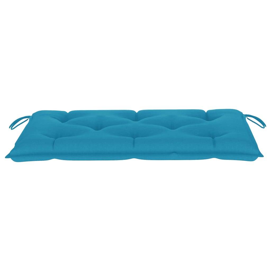 Helloshop26 - Banc de jardin meuble de patio d'extérieur terrasse avec coussin 112 x 55 x 94 cm bleu clair 112 cm bois de teck - Imagen 7