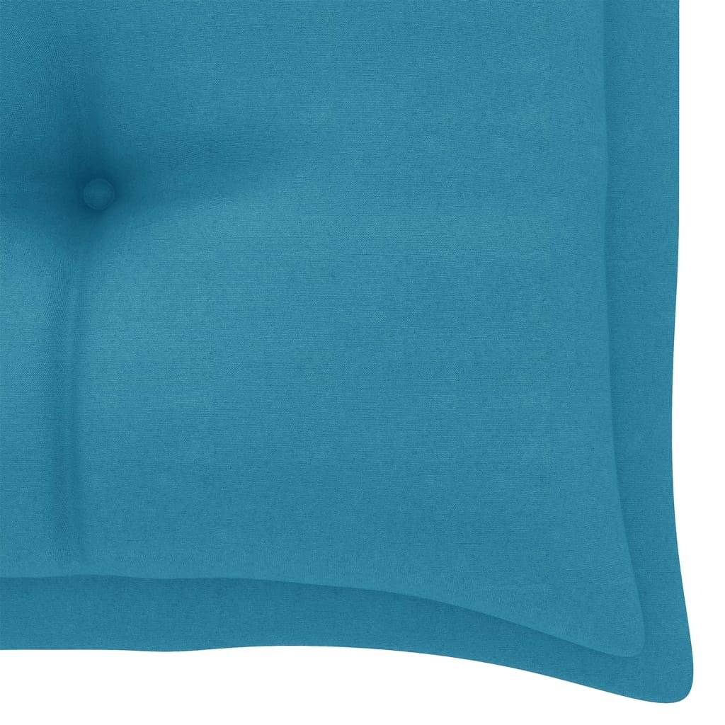 Helloshop26 - Banc de jardin meuble de patio d'extérieur terrasse avec coussin 112 x 55 x 94 cm bleu clair 112 cm bois de teck - Imagen 8
