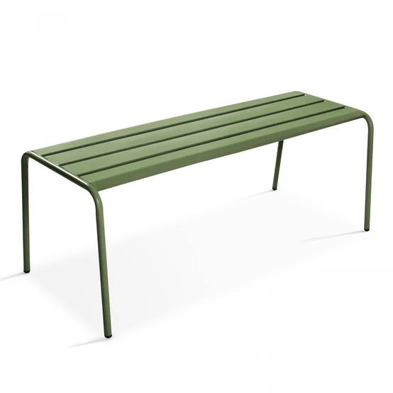Oviala - Ensemble table de jardin carrée et 4 bancs en métal vert cactus Palavas - Oviala - Imagen 6