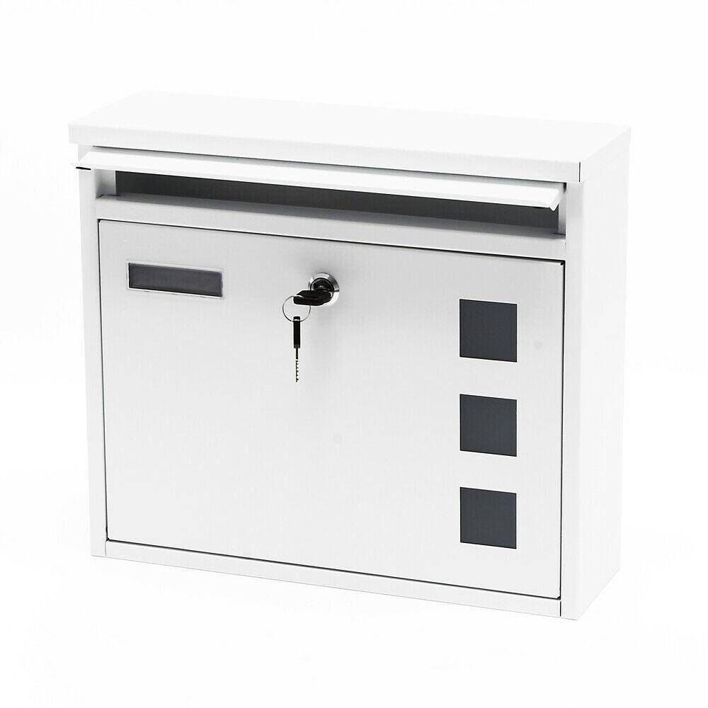 Helloshop26 - Boite postale boite aux lettres murale design avec clés 36 x 32 x 11,5 cm blanc - Imagen 3