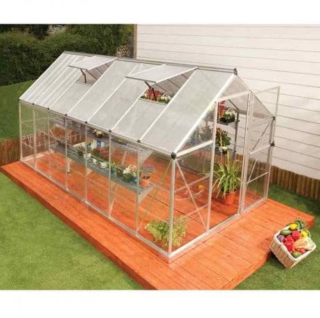 Canopia - Serre de jardin en polycarbonate Hybrid 7,88 m², Couleur Argent, Ancrage au sol Non - Imagen 2