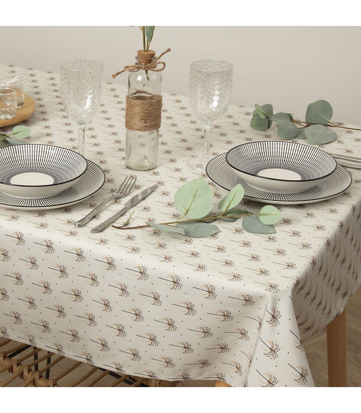 Nappe anti-taches Ivoire imprimé Palm 150 x 300 cm - Imagen 2