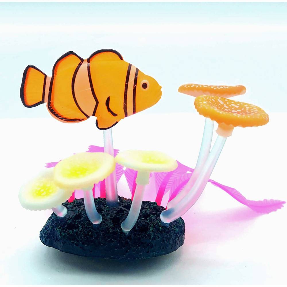 Décoration aquarium Fluo. Poisson clown. 10.5 x 5 x 10 cm. couleur aléatoire - Image 1