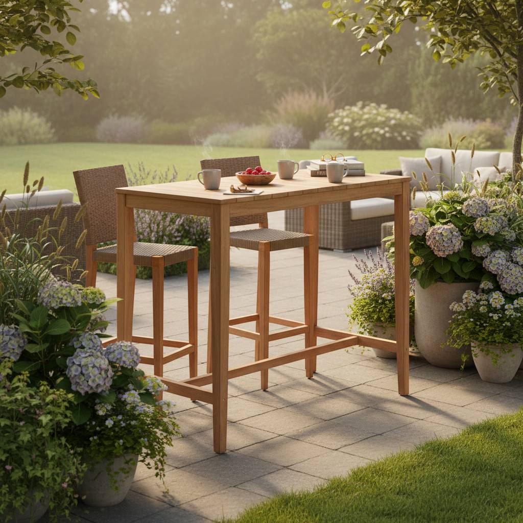 Teck'Attitude - Table haute en teck massif 120 cm Sarina - TECK'Attitude - Image 3
