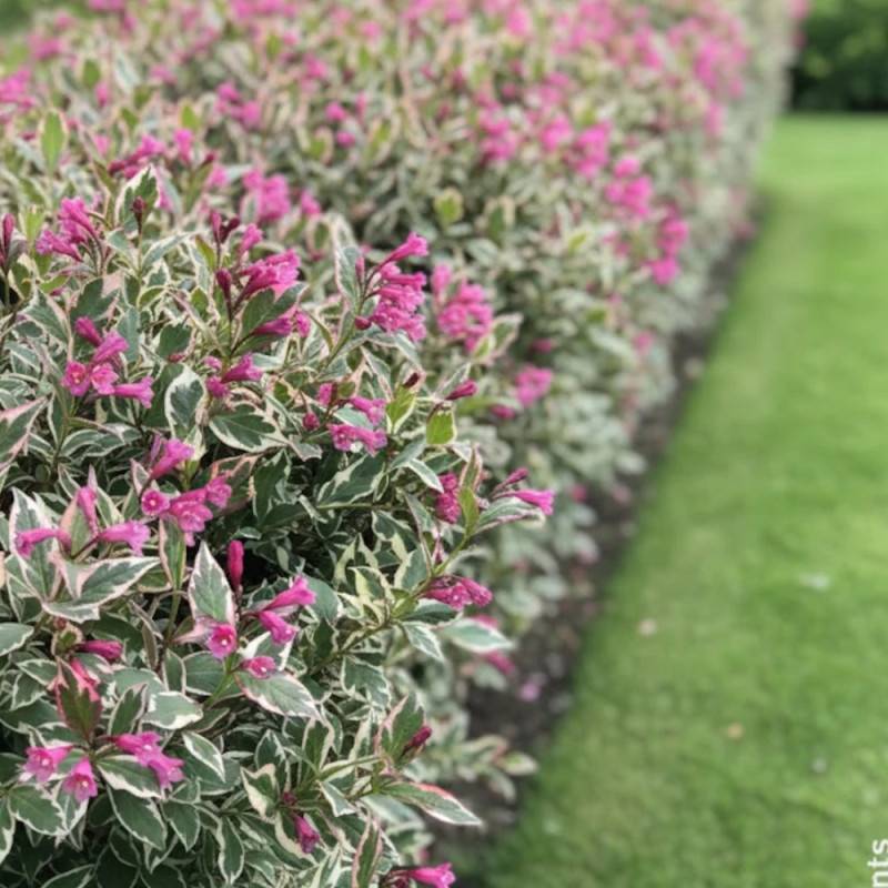 Weigela All Summer® Monet 'Verweig8', Weigelia à fleurs Blanche - feuillage Caduc - Pot de 4L - 40/60 cm-  hauteur à maturité De 1,00 m à 1,50 m - Imagen 4