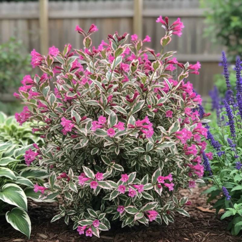 Weigela All Summer® Monet 'Verweig8', Weigelia à fleurs Blanche - feuillage Caduc - Pot de 4L - 40/60 cm-  hauteur à maturité De 1,00 m à 1,50 m - Imagen 6