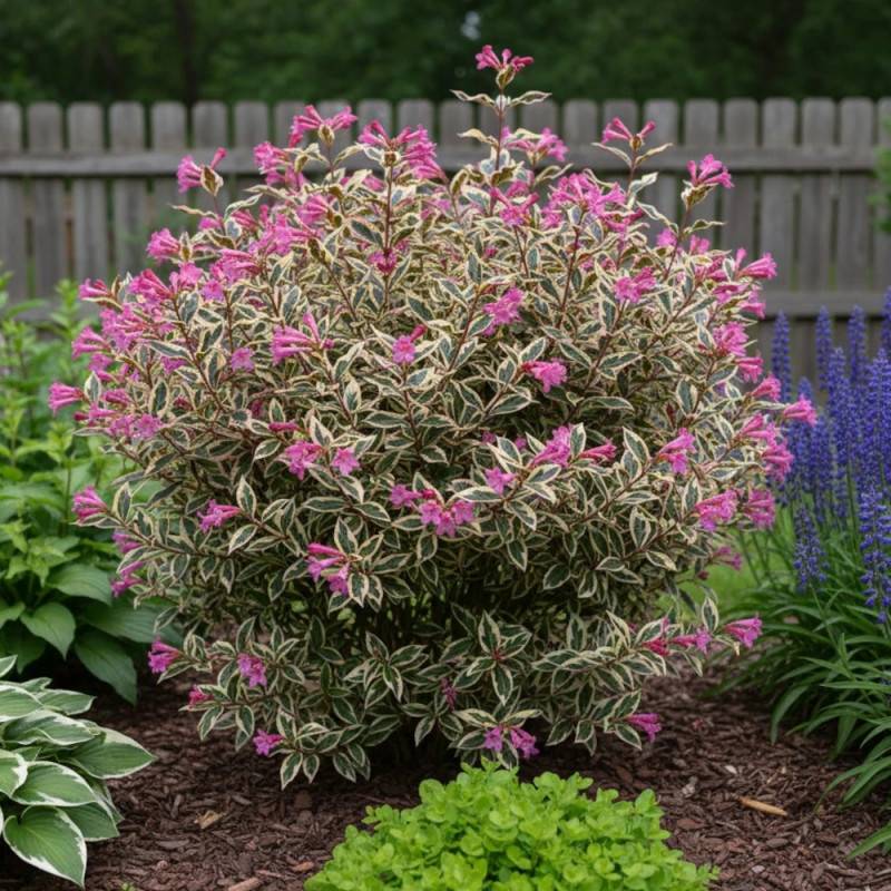 Weigela All Summer® Monet 'Verweig8', Weigelia à fleurs Blanche - feuillage Caduc - Pot de 4L - 40/60 cm-  hauteur à maturité De 1,00 m à 1,50 m - Imagen 8