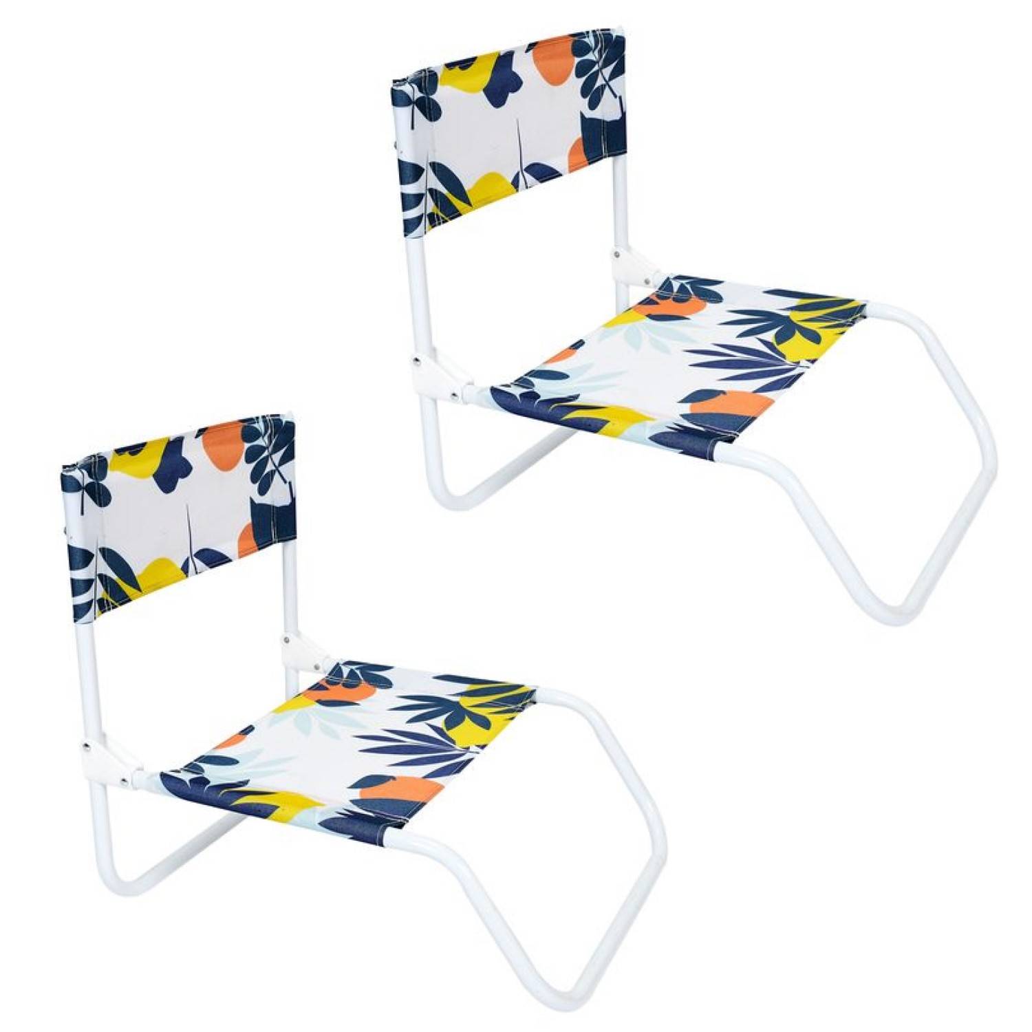 Sans Marque - Lot de 2 Chaises de plage pliante Rio - Bleu, Orange et Jaune - Toilinux - Imagen 1