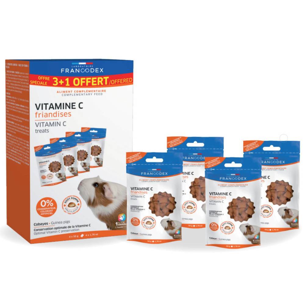 Francodex - Francodex - Pack Friandises Vitamine C, 4 sachets de 50g Pour Cobayes - Imagen 1