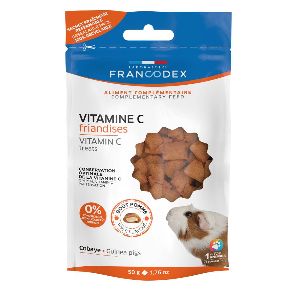 Francodex - Francodex - Pack Friandises Vitamine C, 4 sachets de 50g Pour Cobayes - Imagen 2