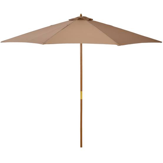 Parasol droit en bois bambou pour jardin terrasse protection anti-UV Ø300cm Kaki - ComfortXL Outdoor Living - Image 2