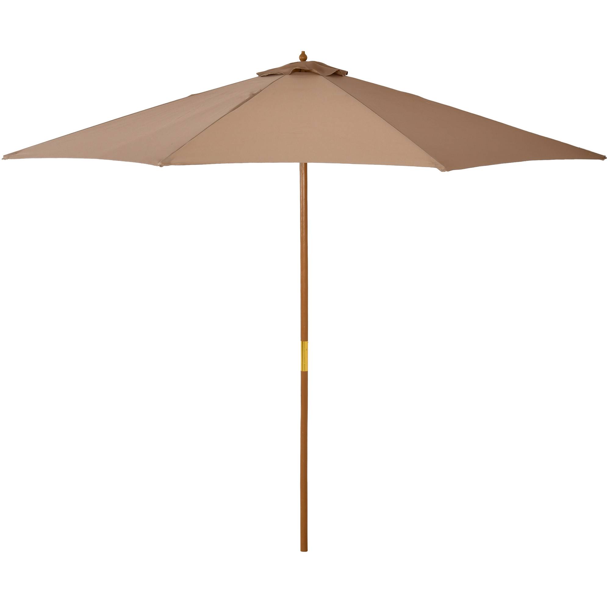 Parasol droit en bois bambou pour jardin terrasse protection anti-UV Ø300cm Kaki - ComfortXL Outdoor Living - Image 2