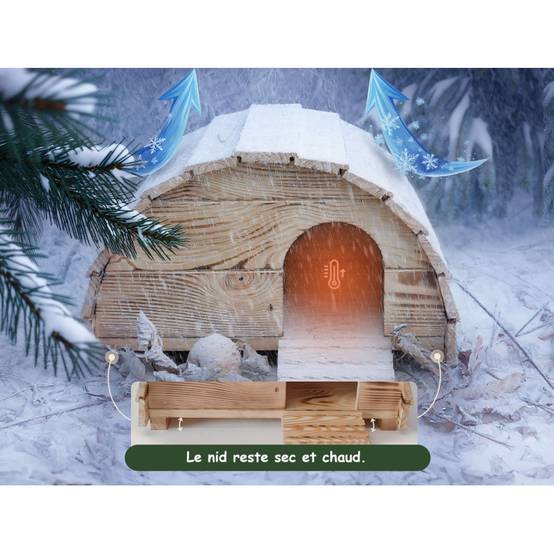 Abri Cabane Mangeoire Hérisson Refuge éxtérieur en bois massif Hibernation Brun"Knut" - Image 4