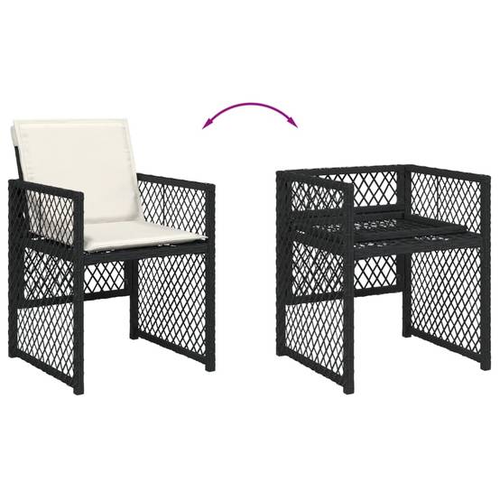 Salon de Jardin 8 Personnes Résine Tressée Encastrable Table Bois 220cm Coussins Noir – ComfortXL Outdoor Living - Image 6