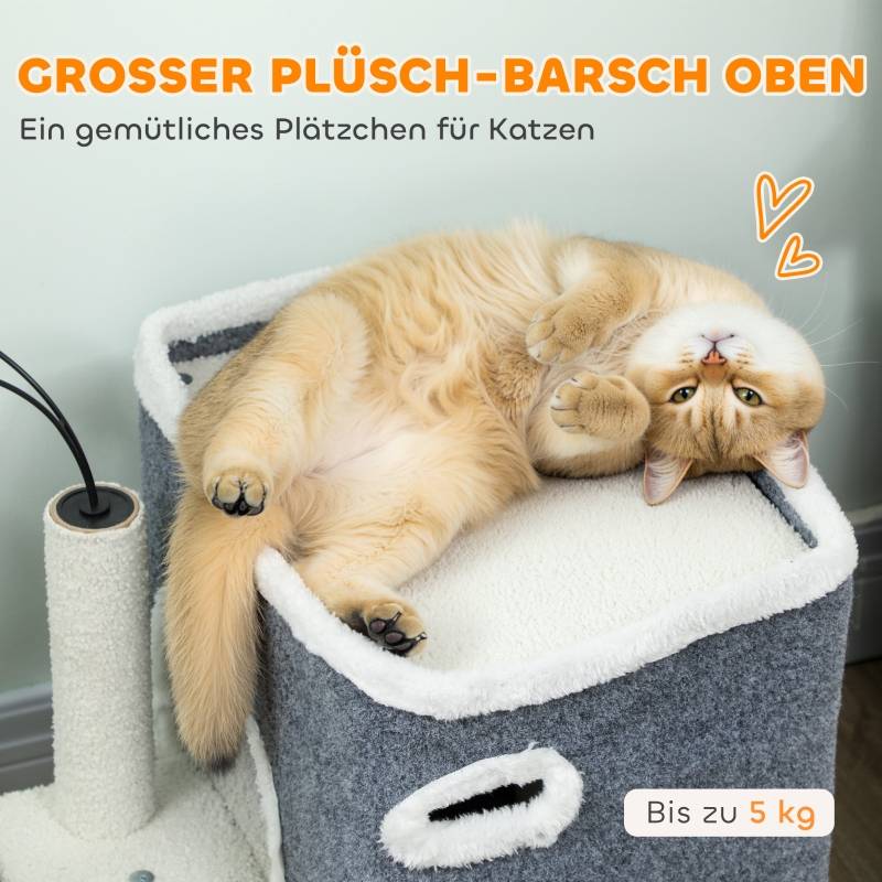 Arbre à Chat Compact Sisal Double Niche Griffoir Gris 58cm - ComfortXL Outdoor Living - Image 3