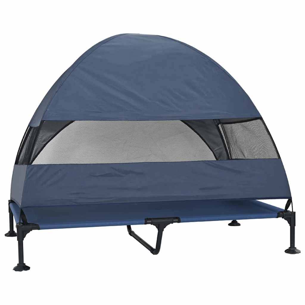 Lit surélevé pour chien acier et tissu bleu marine 127 x 81 x 108 cm - PANGIVO - Image 6