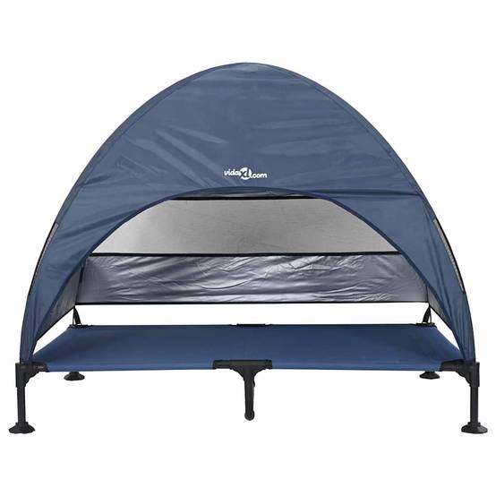 Lit surélevé pour chien acier et tissu bleu marine 127 x 81 x 108 cm - PANGIVO - Image 4