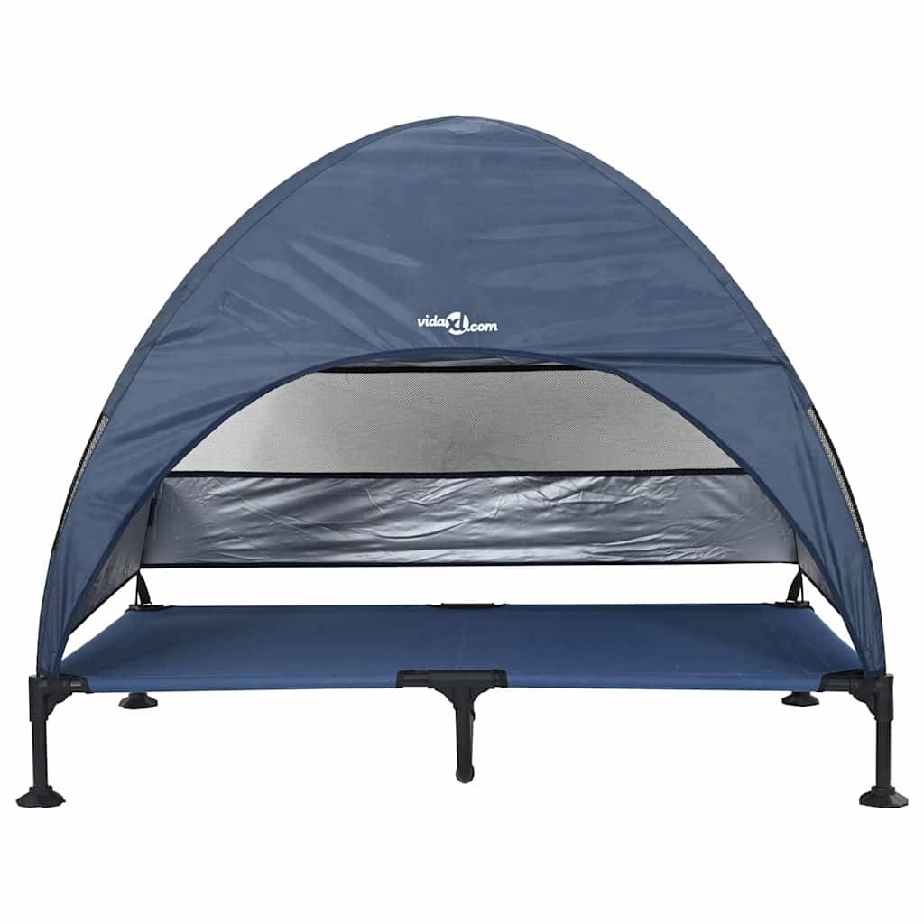 Lit surélevé pour chien acier et tissu bleu marine 127 x 81 x 108 cm - PANGIVO - Image 4