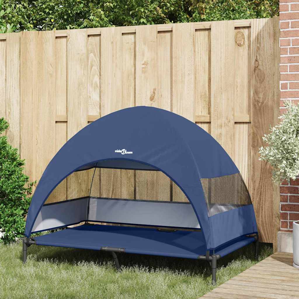 Lit surélevé pour chien acier et tissu bleu marine 127 x 81 x 108 cm - PANGIVO - Image 3