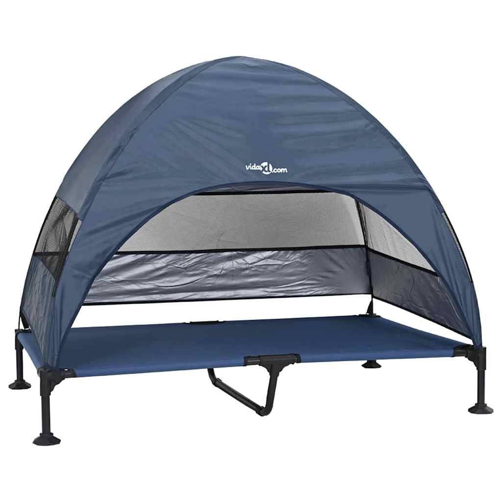 Lit surélevé pour chien acier et tissu bleu marine 127 x 81 x 108 cm - PANGIVO - Image 2