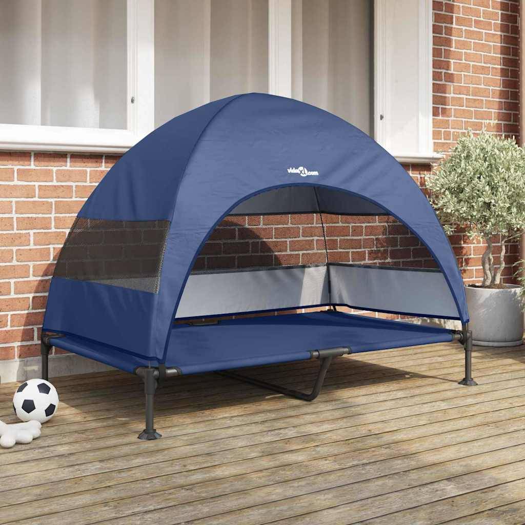 Lit surélevé pour chien acier et tissu bleu marine 127 x 81 x 108 cm - PANGIVO - Image 1