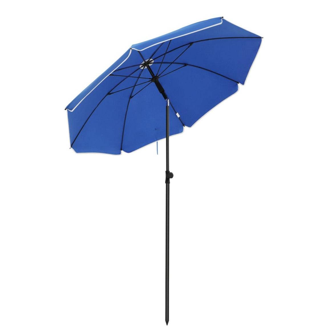 Helloshop26 - Parasol droit diamètre 160 cm UV 50+ nervures en fibre de verre toile polyester inclinable sac de transport terrasse jardin balcon plage bleu - Imagen 2
