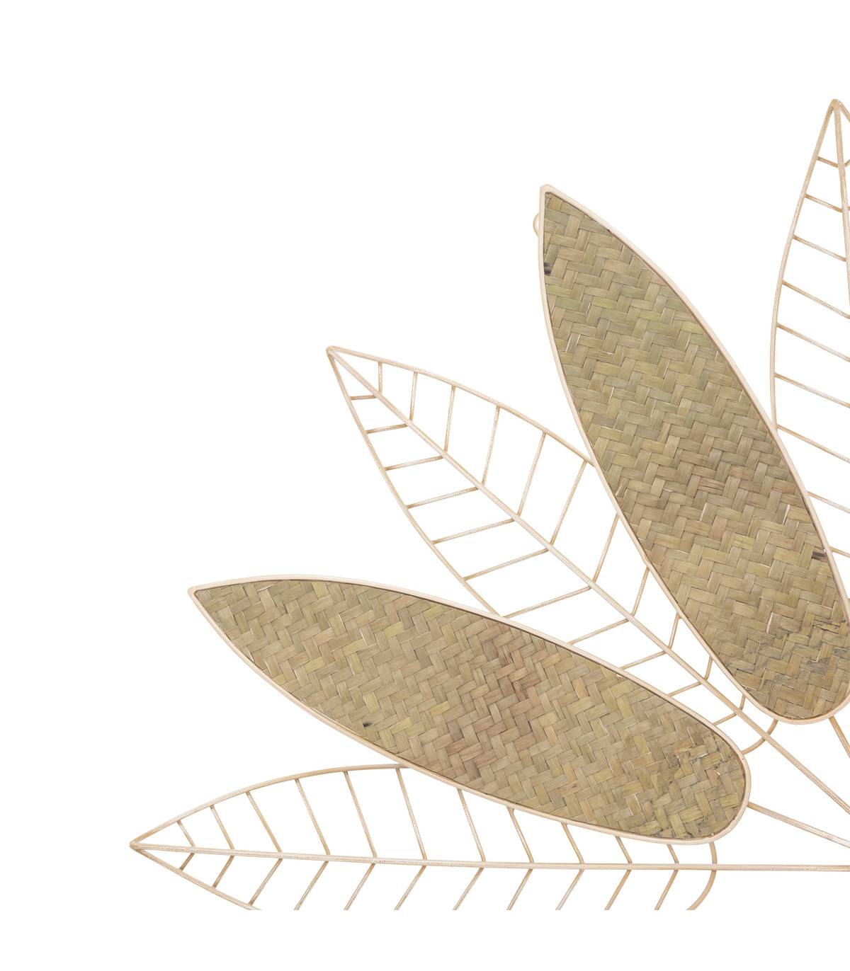 Déco murale Feuilles dorées en Métal et Roseau  81 x 45 cm - Imagen 2
