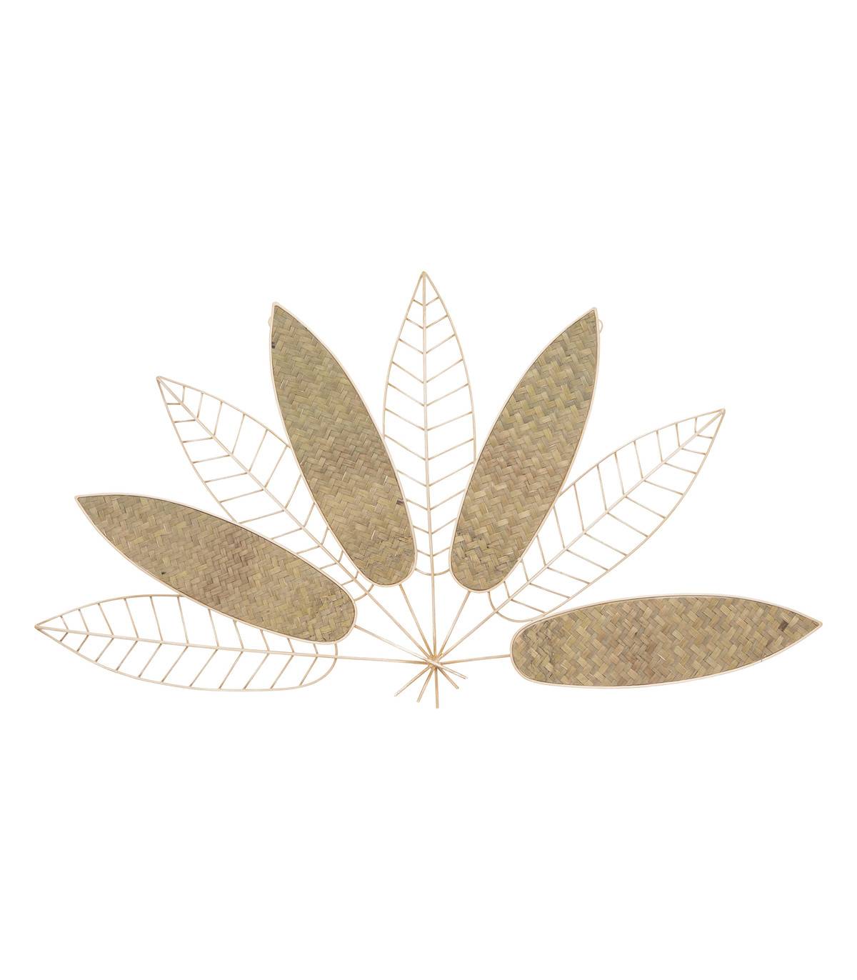 Déco murale Feuilles dorées en Métal et Roseau  81 x 45 cm - Imagen 1