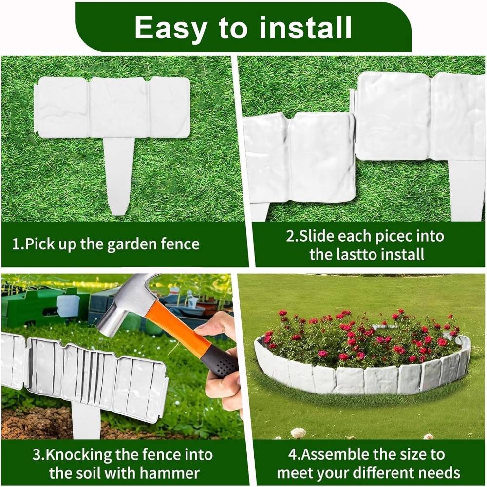 20 bordures de jardin extérieures blanches - MCBOSON - Image 2