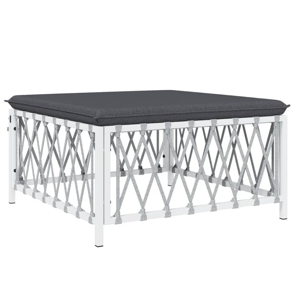 Helloshop26 - Salon de jardin meuble d'extérieur ensemble de mobilier 4 pièces avec coussins blanc acier - Imagen 5