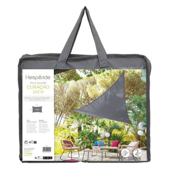Hesperide - Voile d'ombrage rectangulaire "Curacao" ardoise 3x2m en polyester Hespéride - Image 2
