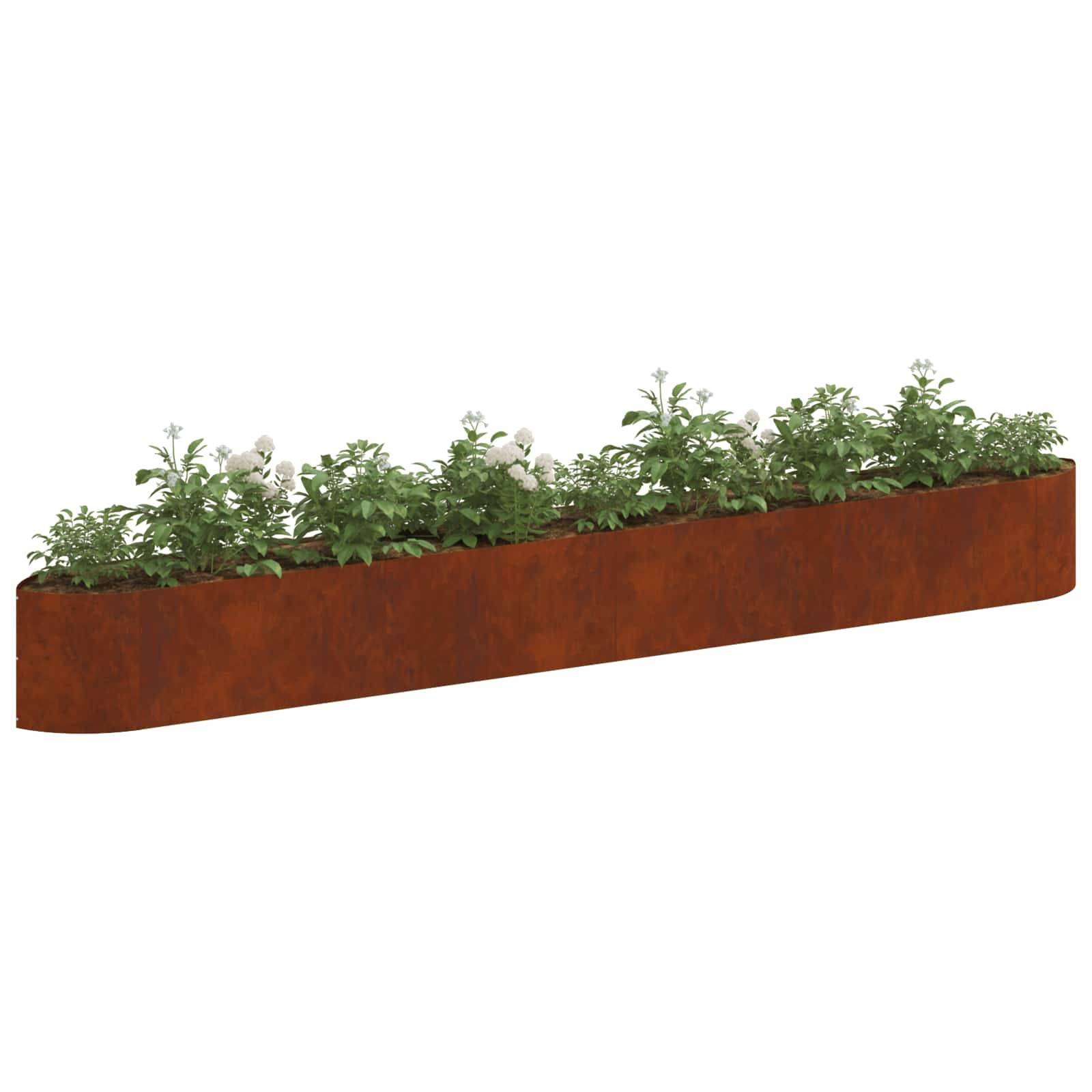 ComfortXL - Grand lit de jardin surélevé acier potager sans fond bord bateau 380x40x40cm patiné - ComfortXL Outdoor Living - Image 3