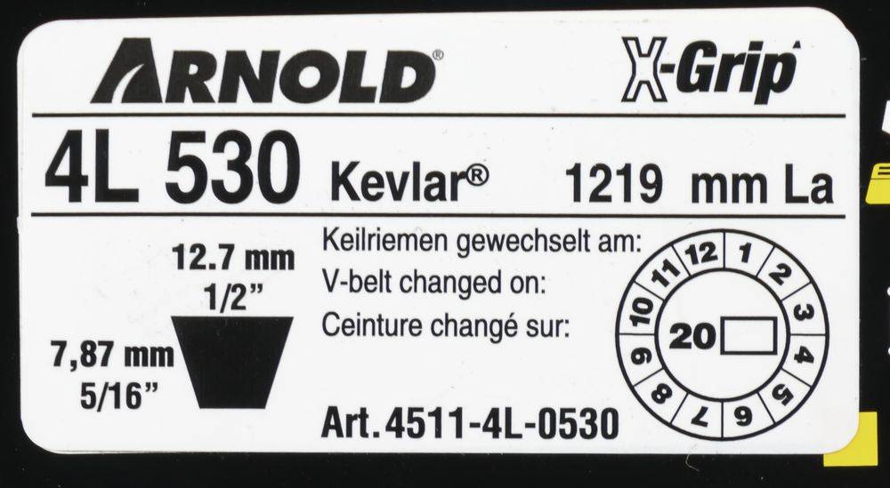 Arnold - Courroie trapézoïdale X-Grip V de type 4L530 Arnold - Imagen 2