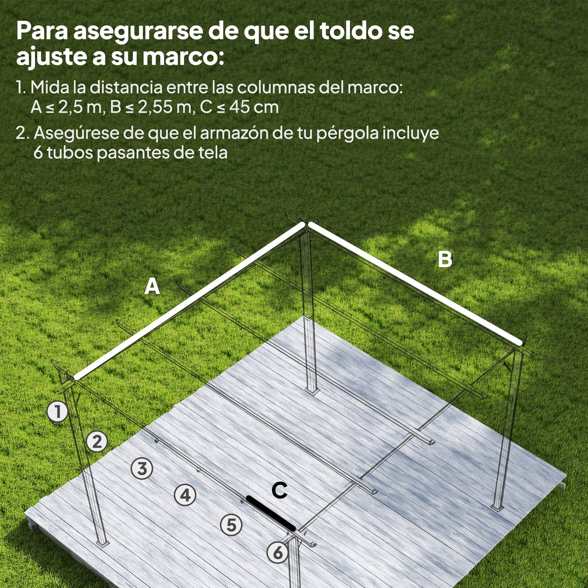 Toile de Rechange pour Pergola Rétractable 3x3m Polyester Anti-UV Coulissant Crème - ComfortXL Outdoor Living - Image 6