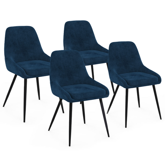 Lot de 4 chaises THALYA en velours bleu avec accoudoirs - Image 2