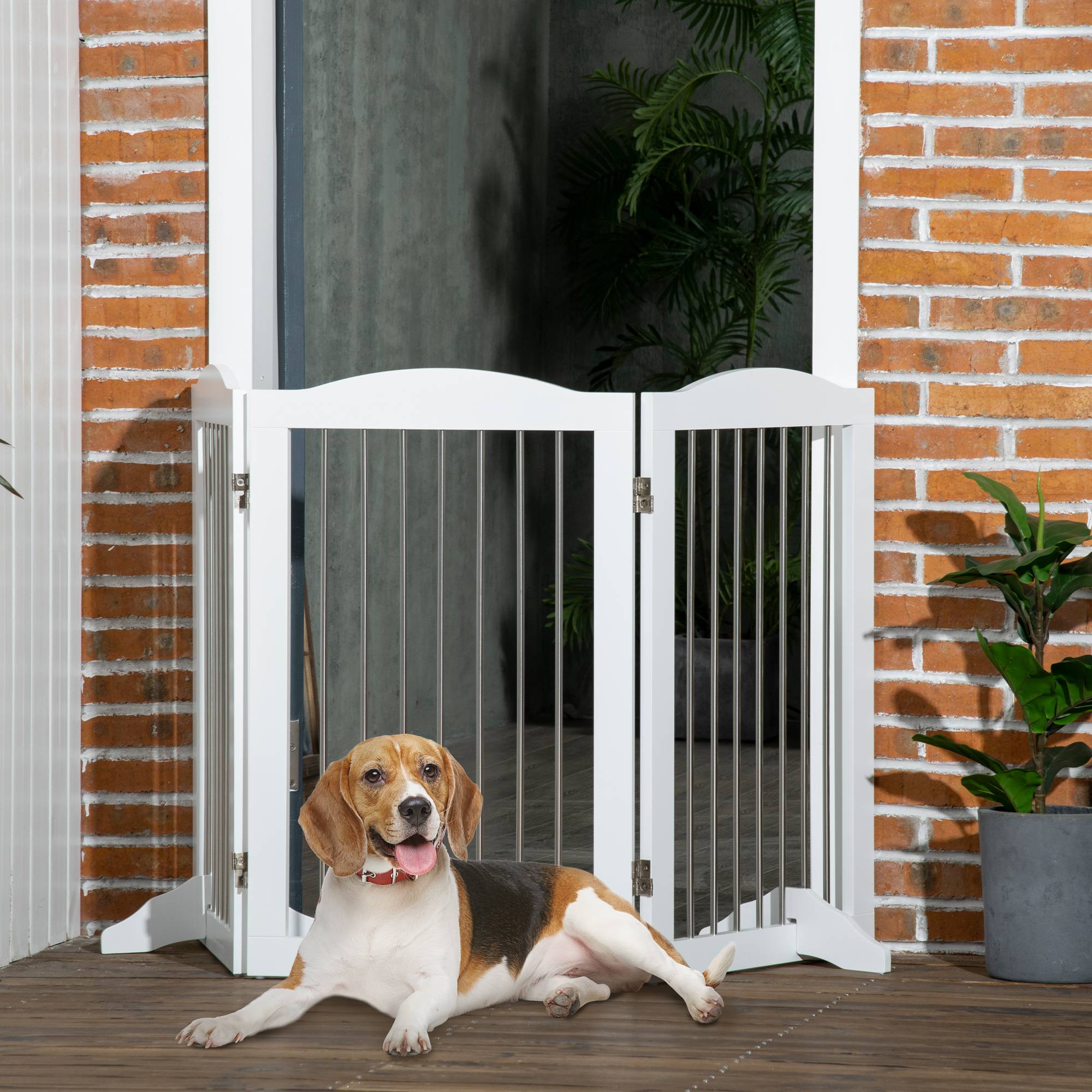Panneau de séparation pour chien, MDF, blanc, 154 x 30 x 80 cm - PANGIVO - Image 2