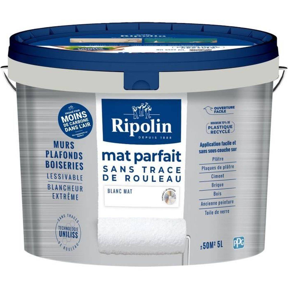 Ripolin - Peinture acrylique mur et plafond mat profond blanc UNILISS 5 L - RIPOLIN